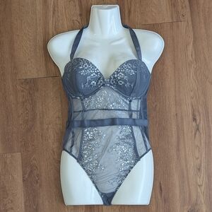 Victoria's Secret Halter Thong Teddy Bodysuit 36D